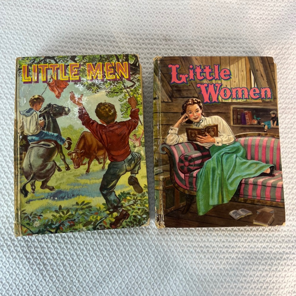 Vintage 1955 Louisa May Alcott Little Women & Little Men Whitman Classics Books